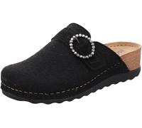 Rohde Damen Pantoffel Softfilz Hausschuh mit Lederdecksohle Soave-40 6055, Größe:41 EU, Farbe:Schwarz