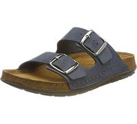 Rohde Damen Pantolette aus Leder mit Schnallen und Memoryfußbett Rodigo-D 5865, Größe:37 EU, Farbe:Blau