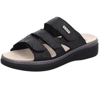 Rohde Damen Pantolette aus Veloursleder mit DREI Klettverschlüssen Abano 5221, Größe:38 EU, Farbe:Schwarz