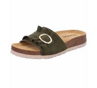 Pantolette ROHDE "MILANO", Damen, Gr. 39, grün (khaki), Veloursleder, klassisch, Schuhe, Sommerschuh, Strandschuh, Schlappen, Hausschuh mit Softfußbett (97017537-39) khaki