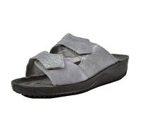 Rohde Damen Pantolette Klettverschluss Leder metallic Optik Soltau-40 8655, Größe:42 EU, Farbe:Grau