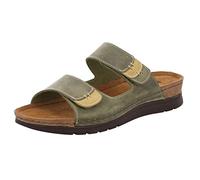 Rohde Damen Pantolette Klettverschluss Nubuk Leder Farbeinsätze Cattolica 6155, Größe:37 EU, Farbe:Grün