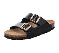 Rohde Damen Pantolette Alba 5576 Lack Zwei Schnallen Kork-Fußbett Schwarz Größe 37
