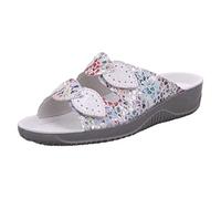 Rohde Damen Pantolette Leder Blumen Muster Keilabsatz Soltau-40 1957, Größe:42 EU, Farbe:Grau