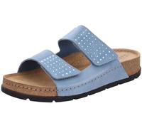 Rohde Damen Pantolette Leder Kork Klettverschluss Glitzer Soave 5414, Größe:41 EU, Farbe:Blau