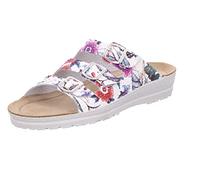 Rohde Damen Pantolette Leder Schnalle Blumen Muster Neustadt-D 1428, Größe:39 EU, Farbe:Weiß