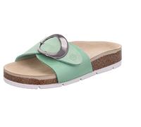 Rohde Damen Pantolette Leder Schnalle Klettverschluss Kork Fußbett Elba 1705, Größe:37 EU, Farbe:Grün