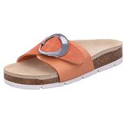 Rohde Damen Pantolette Leder Schnalle Klettverschluss Kork Fußbett Elba 1705, Größe:37 EU, Farbe:Orange