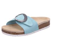 Rohde Damen Pantolette Leder Schnalle Klettverschluss Kork Fußbett Elba 1705, Größe:39 EU, Farbe:Türkis