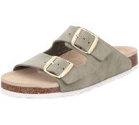 Rohde Damen Pantolette Leder Schnalle Kork Fußbett Elba 1711, Größe:40 EU, Farbe:Grün