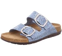 Rohde Damen Pantolette Leder Schnalle Muster schimmernd Rodigo-D 5857, Größe:37 EU, Farbe:Blau