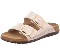 Rohde Damen Pantolette Leder Schnalle Muster schimmernd Rodigo-D 5857, Größe:39 EU, Farbe:Beige