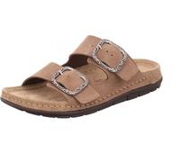 Pantolette ROHDE "RODIGO-D", Damen, Gr. 37, camelfarben, Veloursleder, unifarben, Schuhe Pantolette, Sommerschuh, Hausschuh mit verstellbaren Schnallen (55115112-37) camelfarben
