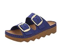 Rohde Damen Pantolette Nubukleder goldene Schnalle Sommerfarbe Foggia-D 6222, Größe:42 EU, Farbe:Blau