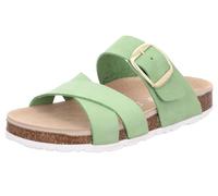 Rohde Damen Pantolette Schnalle Leder gekreuzte Riemen Kork Fußbett Elba 1715, Größe:41 EU, Farbe:Grün