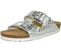 Rohde Damen Pantoletten Schuhe Schnallen Clogs Alba 5656, Größe:41 EU, Farbe:Silber