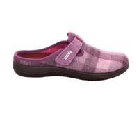 Rohde Hausschuh Bari Damen Softfilz kariert mit Klettverschluss Violett Gr. 37