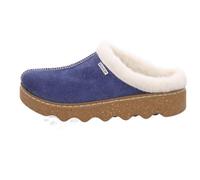 Rohde Schuhe Damen-Pantoffel Foggia Leder Schurwollfutter Plateau Blau 38