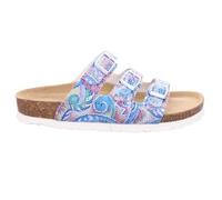 Pantolette ROHDE "Alba", Damen, Gr. 37, hellblau multicolor, Nubuklederimitat, mehrfarbig, Basic, Schuhe Pantolette, Sommerschuh, Hausschuh mit drei verstellbaren Schnallen (96295633-37) hellblau mult