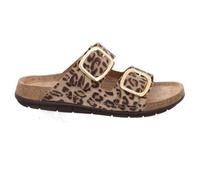 Rohde Schuhe Damen-Pantoletten Rodigo-D 5890 Leder Zweischnaller mit Leopardenmuster Beige Größe 37