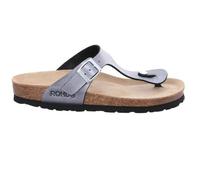 Rohde Damen Zehentrenner Pantolette Alba 5600, Metallic-Optik, Lederimitat, Grau, Gr. 40