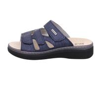 Rohde Damen Pantolette aus Veloursleder mit DREI Klettverschlüssen Abano 5221, Größe:40 EU, Farbe:Blau