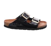 Pantolette ROHDE "ALBA", Damen, Gr. 40, schwarz, Lackleder, glänzend, klassisch, Schuhe, Sommerschuh, Hausschuh, Strandschuh, Schlappen, Schnallenverschlüsse (97344455-40) schwarz