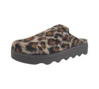 Rohde Damen Pantoffel Filz Hausschuh Leoparden Muster Plateausohle Firenze 6101, Größe:42 EU, Farbe:Braun