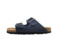 Rohde Pantoletten Grado 5920 Herren, ergonomisches Lederfußbett, zwei Riemen mit Schnalle, Blau 44
