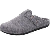 Rohde Herren Pantoffel RODIGO-H – recycelter Softfilz, Plateausohle, Riemen mit Schnalle, Grau 42