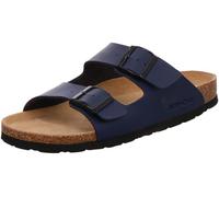 Rohde Herren Pantoletten Grado 5920 – ergonomisches Lederfußbett, 2 Riemen – Blau Größe 46