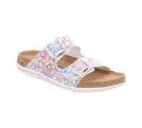 Pantolette ROHDE "RODIGO-D", Damen, Gr. 41, weiß multicolor, Lederimitat, mehrfarbig, Schuhe Pantolette, Sommerschuh, Hausschuh mit vorgeformtem Softfußbett (64314135-41) weiß multicolor