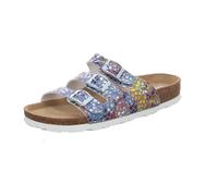 Pantolette ROHDE "Alba", Damen, Gr. 35, bunt (jeans multi), Nubuklederimitat, Schuhe Pantolette, Sommerschuh, Schlappen, Hausschuh mit buntem Druck, G-Weite = weit (33783456-35) jeans multi