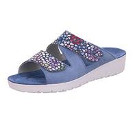 Rohde 1403 Roma Damen Pantoletten Clogs Weite F1/2 Leder, Größe:37 EU, Farbe:Blau