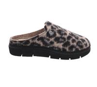 Rohde Damen Pantoffel Filz Hausschuh Leoparden Muster Plateausohle Firenze 6101, Größe:38 EU, Farbe:Schwarz