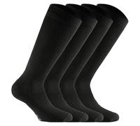 Rohner Basic Unisex Kniestrümpfe, 4er Pack - Cotton II Long, Socken, Baumwoll-Mix Schwarz 39-42