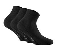 Rohner Basic Unisex Quarter Socken, 3er Pack - Sneaker Plus, Baumwolle Schwarz 39-42