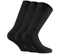 Rohner Basic Unisex Socken, 3er Pack - Cotton, Kurzsocken, einfarbig Schwarz 35-38