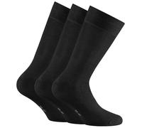 Rohner Basic Unisex Socken, 3er Pack - Cotton, Kurzsocken, einfarbig Schwarz 47-50