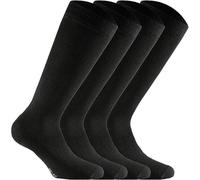 Rohner Basic Unisex Kniestrümpfe, 4er Pack - Cotton II Long, Socken, Baumwoll-Mix Schwarz 39-42