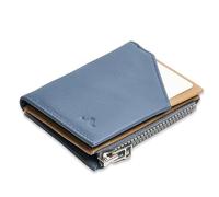 ROIK Geldbörse Klein für Herren - Kreditkartenetui Leder mit RFID Schutz - Slim Wallet mit 9 Karten Mini Portmonee - Kompakte Ledergeldbörse - Zip Coin Blue Capri