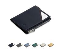 ROIK Geldbörse Klein Herren Blau - Kreditkartenetui Leder mit RFID Schutz - Slim Wallet Herren - 9 Karten Mini Portmonee für Herren - Kompakte Ledergeldbörse für Männer - Zip Coin Blue Navy