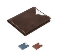 ROIK Geldbörse Klein Herren - Leder Slim Wallet Ohne Münzfach mit RFID Schutz Braun - Kartenetui für 10 Karten - Geldtasche Herren klein & kompakt - Hochwertige Ledergeldbörse - Land Nut