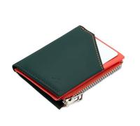 ROIK Herren Geldbörse Klein - Kreditkartenetui VEGAN Leder mit RFID Schutz - Slim Wallet Herren - 9 Karten Mini Portmonee für Herren - Kompakte Ledergeldbörse für Männer - Zip Coin Coral