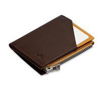 ROIK Kreditkartenetui Leder - RFID Schutz - Slim Wallet - 9 Karten - Kompakte Ledergeldbörse - Zip Coin Mustard