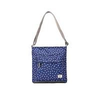 ROKA London Kennington Crossbody Recycled Canvas, Marineblau mit Punkten