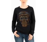 Rokker La Catrina Damen Langarmshirt, schwarz, Größe M
