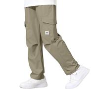 Rolanko Cargohose für Jungen, Kinder Schnelltrocknend Leichte Outdoor Jogginghose mit Elastischem Bund und Taschen, Khaki, 150, 10-11 Jahre