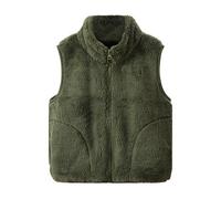 Rolanko Mädchen Jungen Fleeceweste, Ärmellose Jacke mit Reißverschluss Polarfleece Warm Weste Herbst Winter für Unisex Kinder, Grün, 6-7 Jahre, 130