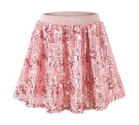 Rolanko Mädchen Pailletten Rock Elastischer Bund Funkelnde Glitzer Plissee Skorts mit Futter für Kinder Tanz Prinzessinnen Geburtstagsparty, Rosa, 5-6 Jahre/120